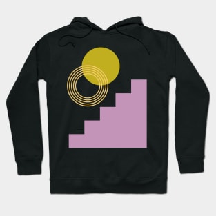 Abstract Shapes Collage in Purple and Yellow Hoodie